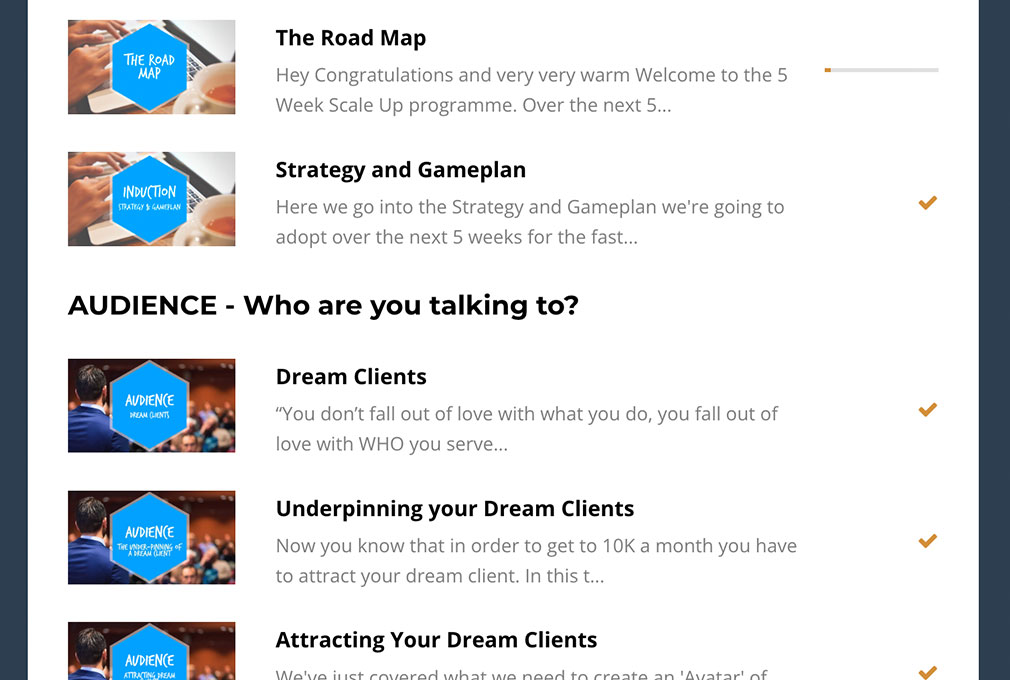 5 Week Scale up Course Modules